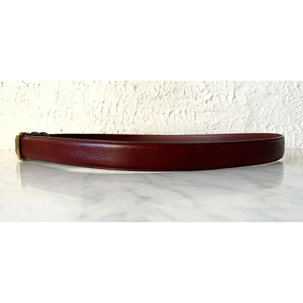 Brown Italian Leather Belt Brass Buckle 2 Keepers - Men's Size 42
